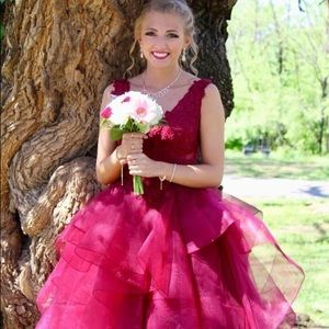 Red/Pink/Maroon Ellie Wilde Prom Dress